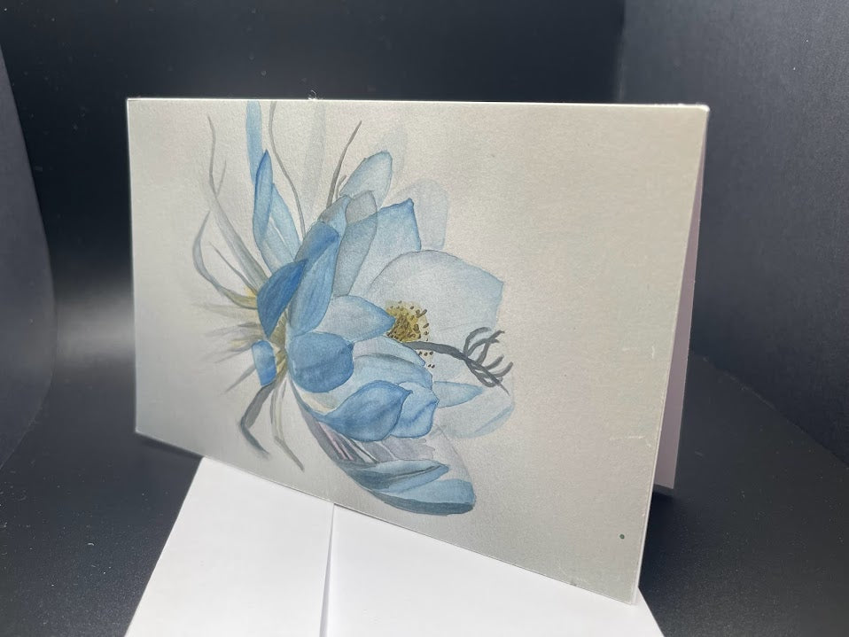 Water Lily Greeting Card, hand painted, 4x6 blank card