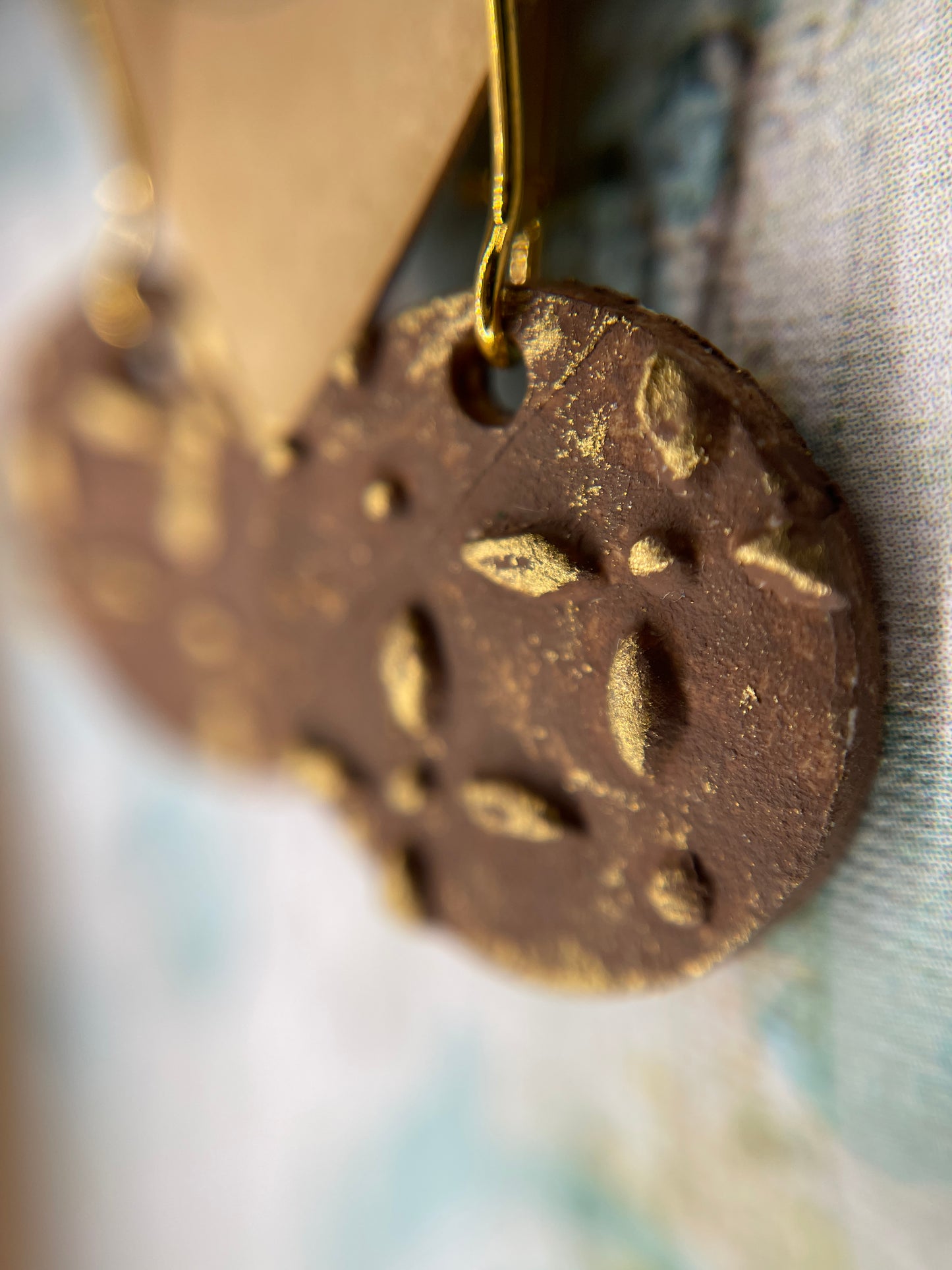 Brown and Gold Circle Earrings