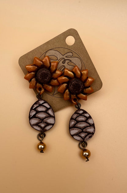 Sunflower and Pinecone Dangle