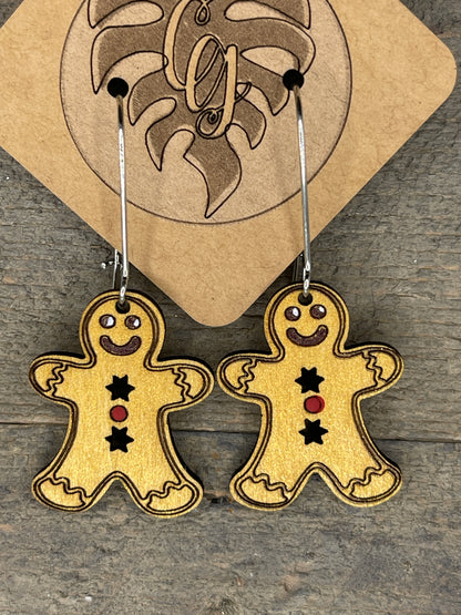 Wooden Christmas Earrings