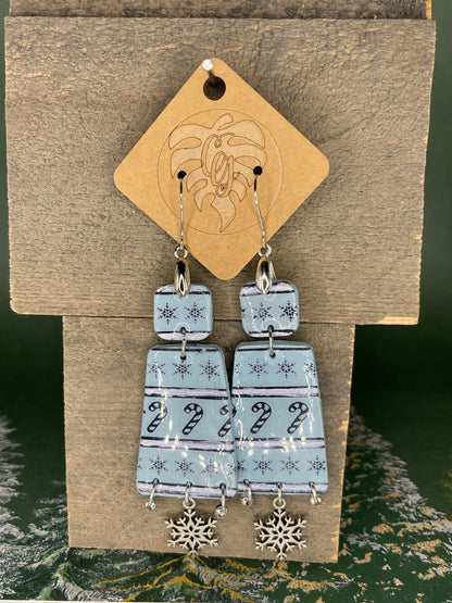 Handmade Christmas Polymer Clay Earrings | Festive Holiday Dangles