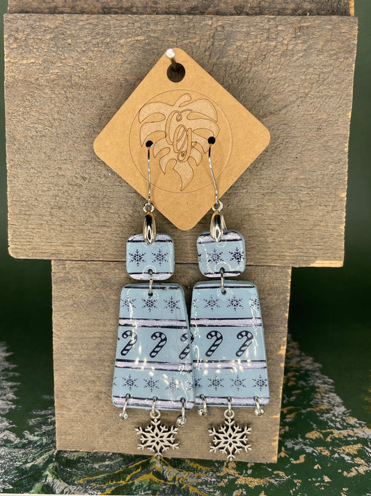 Handmade Christmas Polymer Clay Earrings | Festive Holiday Dangles