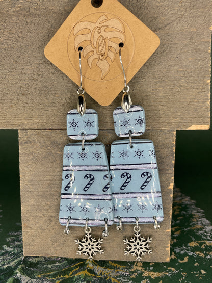 Handmade Christmas Polymer Clay Earrings | Festive Holiday Dangles