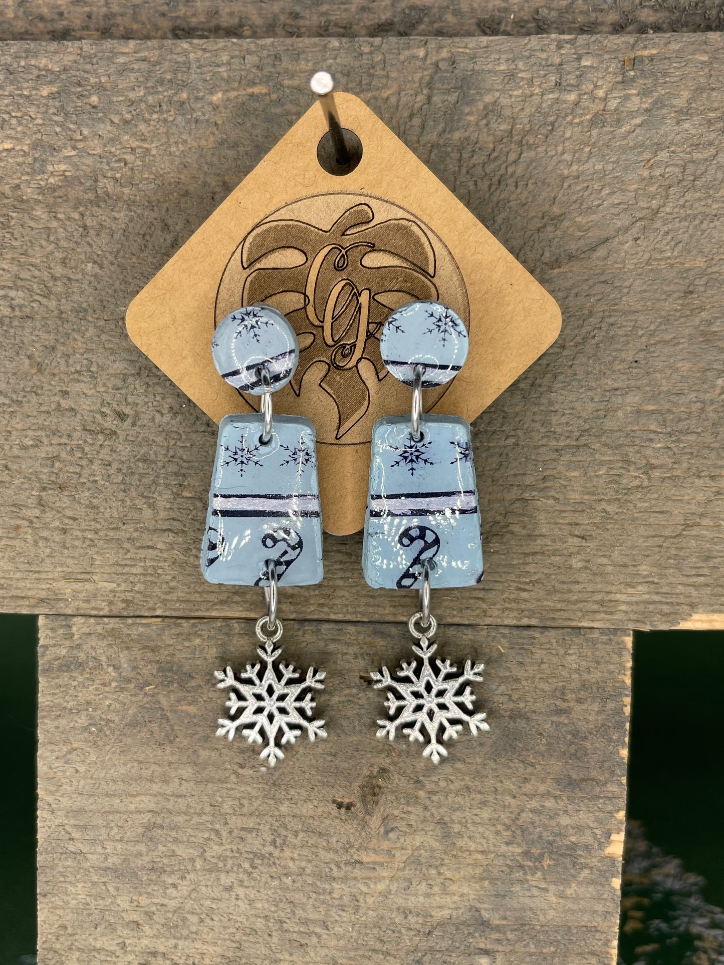 Handmade Christmas Polymer Clay Earrings | Festive Holiday Dangles