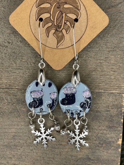 Handmade Christmas Polymer Clay Earrings | Festive Holiday Dangles