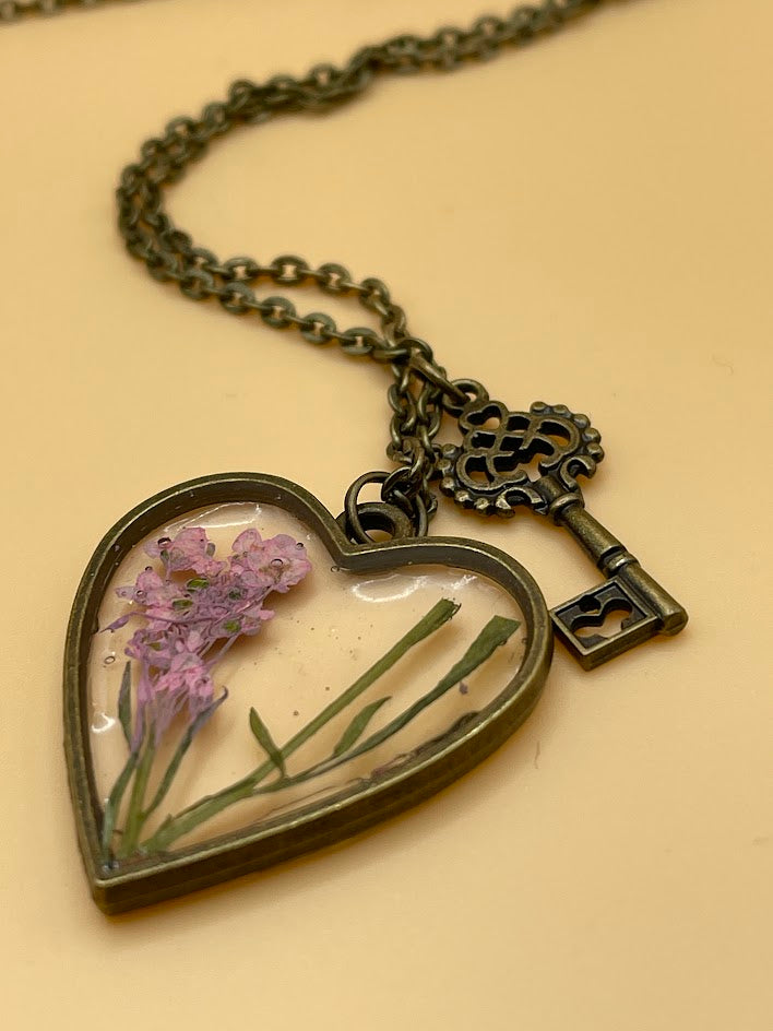 Wildflower Resin Necklace with Bronze Chain